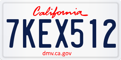 CA license plate 7KEX512