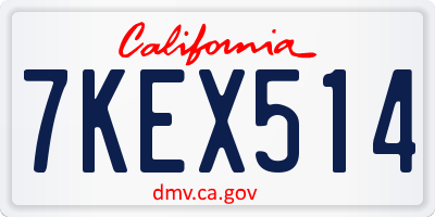CA license plate 7KEX514