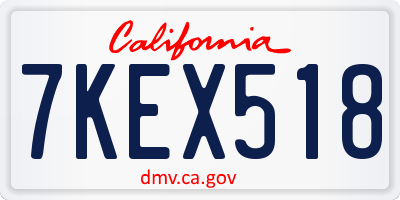 CA license plate 7KEX518