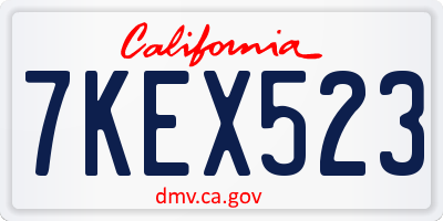 CA license plate 7KEX523