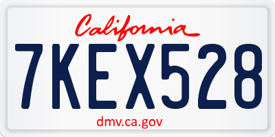 CA license plate 7KEX528