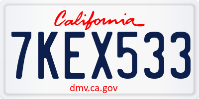 CA license plate 7KEX533