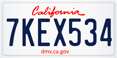 CA license plate 7KEX534