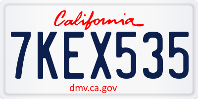 CA license plate 7KEX535