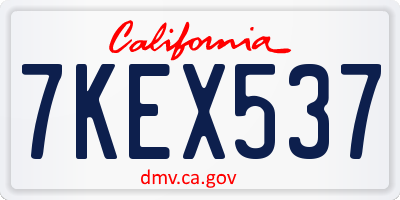 CA license plate 7KEX537