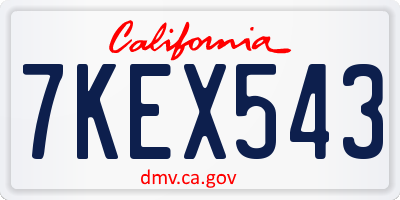 CA license plate 7KEX543