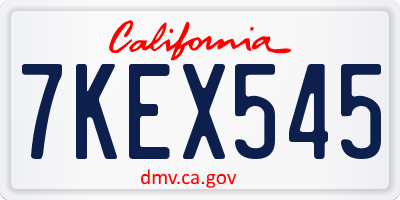 CA license plate 7KEX545