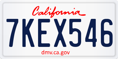 CA license plate 7KEX546