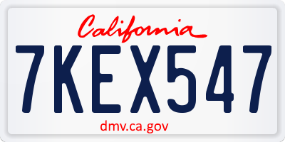 CA license plate 7KEX547