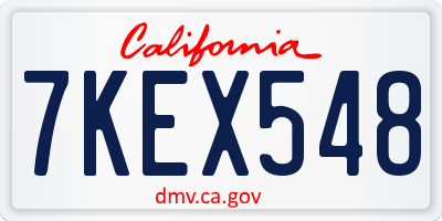 CA license plate 7KEX548