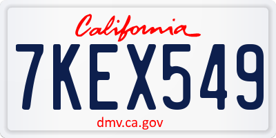CA license plate 7KEX549