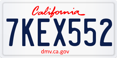 CA license plate 7KEX552