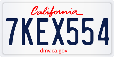 CA license plate 7KEX554