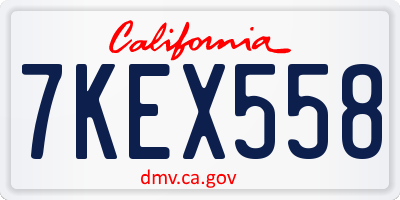 CA license plate 7KEX558