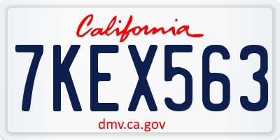CA license plate 7KEX563