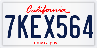 CA license plate 7KEX564