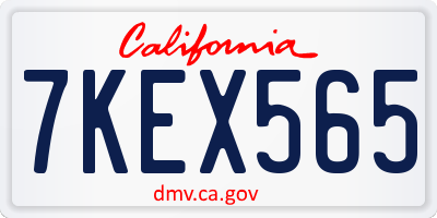 CA license plate 7KEX565