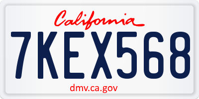 CA license plate 7KEX568