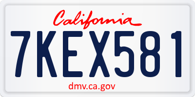 CA license plate 7KEX581