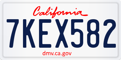CA license plate 7KEX582