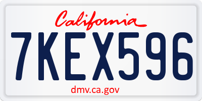 CA license plate 7KEX596