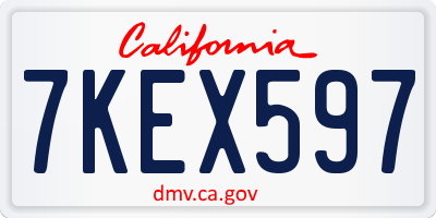 CA license plate 7KEX597