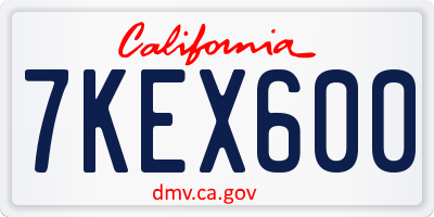 CA license plate 7KEX600