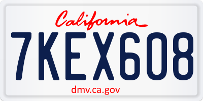 CA license plate 7KEX608