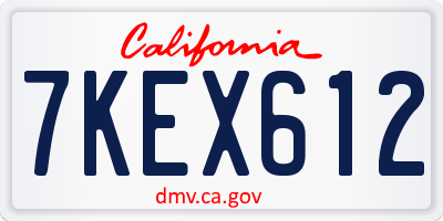 CA license plate 7KEX612