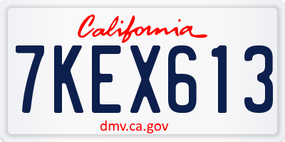 CA license plate 7KEX613