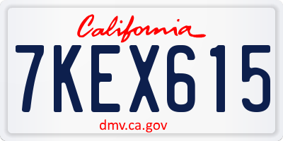 CA license plate 7KEX615