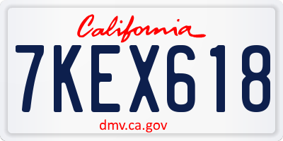 CA license plate 7KEX618