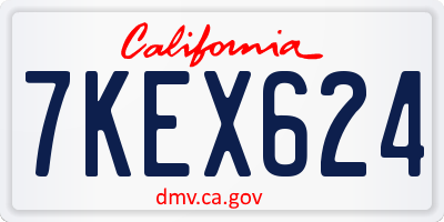 CA license plate 7KEX624