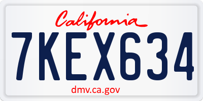 CA license plate 7KEX634
