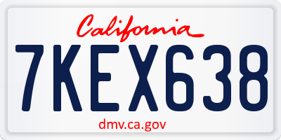 CA license plate 7KEX638