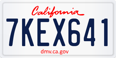 CA license plate 7KEX641