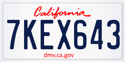 CA license plate 7KEX643