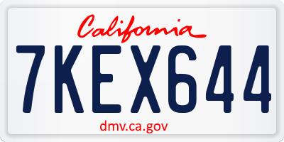 CA license plate 7KEX644