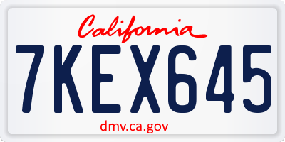 CA license plate 7KEX645