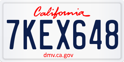 CA license plate 7KEX648