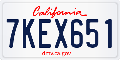 CA license plate 7KEX651