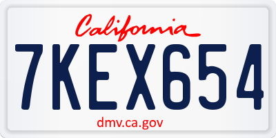 CA license plate 7KEX654