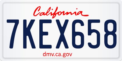 CA license plate 7KEX658