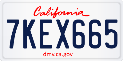 CA license plate 7KEX665