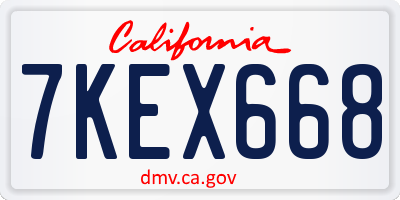 CA license plate 7KEX668
