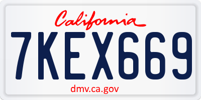 CA license plate 7KEX669
