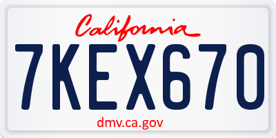 CA license plate 7KEX670