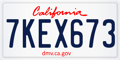 CA license plate 7KEX673