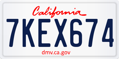 CA license plate 7KEX674