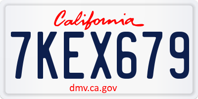 CA license plate 7KEX679